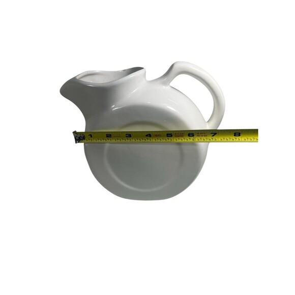 Vintage White Tilted Ice Lip Pottery Pitcher 7.5” H Mid Century *READ - Picture 8 of 16